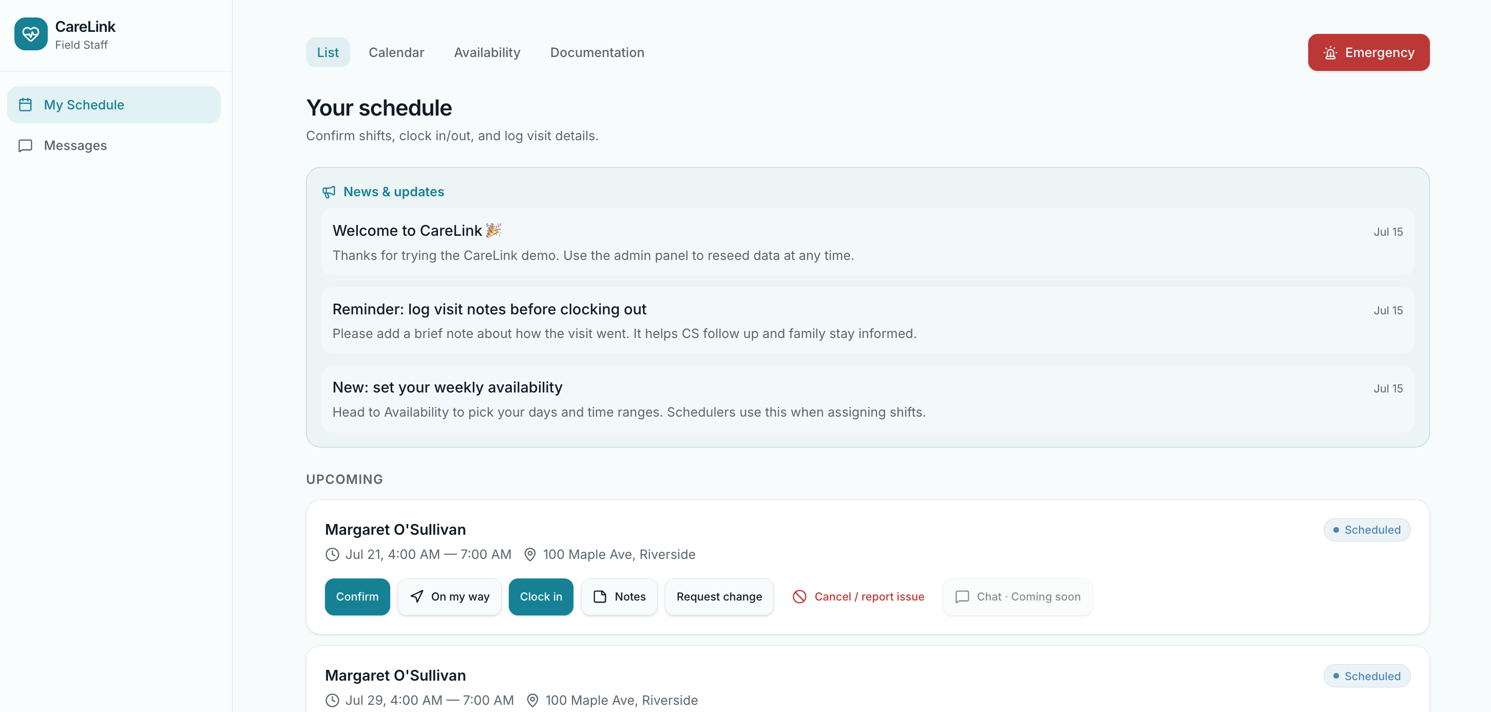 CareLink screenshot 1